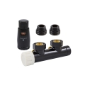 Zestaw Duo-plex 3/4"x M22x15 kątowy lewy CZARNY RAL9005 + nyple głowica termostatyczna na powrocie po Lewej stronie
