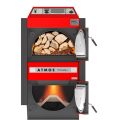 Kocioł zgazowujący drewno ATMOS DC40SX 30-40 kW z wentylatorem wyciągowym, spiralą chłodzącą i sterownikiem manualnym