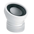 Kolano (łagodne) podłączeniowe do WC, białe- krótkie 110 mm / 22' L=140 mm, z uszczelką kołnierzową 