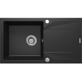 EVORA Zlewozmywak granitowy 1-komorowy z ociekaczem 780x440x180 mm z syfonem Grafitowy Metalik 