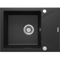 EVORA Zlewozmywak granitowy 1-komorowy z ociekaczem 590x440x180 mm z syfonem Grafitowy Metalik