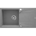 RAPIDO Zlewozmywak granitowy 1-komorowy z ociekaczem 780x490x190 mm z syfonem Szary Metalik (os)