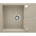 ANDANTE Zlewozmywak granitowy 1-komorowy z ociekaczem 590x490x190 mm z syfonem Piaskowy
