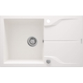ANDANTE Flush Zlewozmywak granitowy 1-komorowy z ociekaczem 780x490x190 mm z syfonem Alabaster 