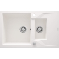 ANDANTE Zlewozmywak granitowy 1,5-komorowy z ociekaczem 780x490x190 mm z syfonem, Alabaster 