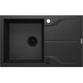 ANDANTE Flush Zlewozmywak granitowy 1-komorowy z ociekaczem 780x490x190 mm z syfonem Grafit Metalik 