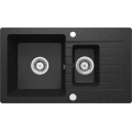 ZORBA Zlewozmywak granitowy 1,5-komorowy z ociekaczem 760x440x164 mm z syfonem Grafitowy 