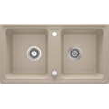 ZORBA Zlewozmywak granitowy 2-komorowy 780x435x180 mm z syfonem Piaskowy