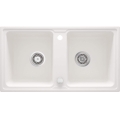 ZORBA Zlewozmywak granitowy 2-komorowy 780x435x180 mm z syfonem Alabaster 