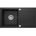 ZORBA Zlewozmywak granitowy 1-komorowy z ociekaczem 760x440x160 mm z syfonem Grafitowy Metalik 