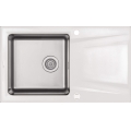 PRIME Zlewozmywak granitowo- stalowy 1-komorowy z ociekaczem 860x500x220 mm z syfonem Alabaster 