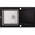PRIME Zlewozmywak granitowo- stalowy 1-komorowy z ociekaczem 860x500x220 mm z syfonem Metalik 