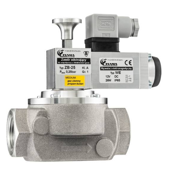 Zawór odcinający grzybkowy do gazu gwintowany DN25 (1