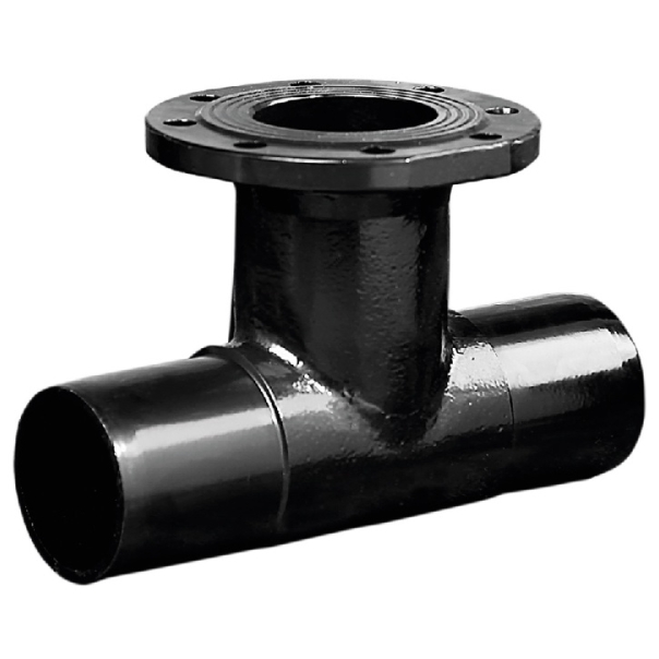 Trójnik boso kołnierzowy żeliwny szary T DN 100x80 PN10 (8 otworów) Norson