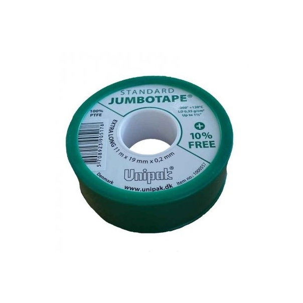 Taśma teflonowa JUMBOTAPE 10 mb x 19 mm x 0,2 mm - do instalacji wodnych (120°C, 20bar)