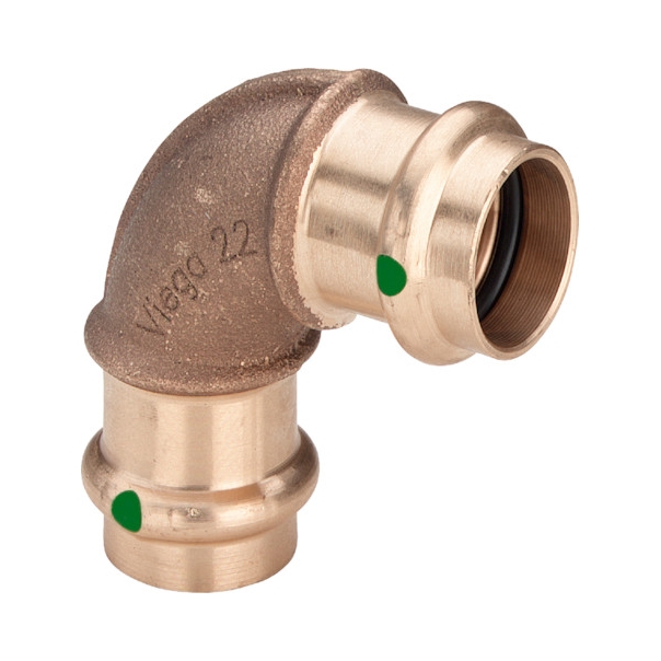 Kolano mosiężne 28 (6) 90° dwu kielichowe zacisk Viega