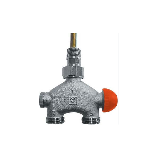 Zawór 4-drogowy HERZ VUA 40 do grzejników drabinkowych 1/2" prosty, z rurką nurnikową L = 150 mm, M28 x 1,5