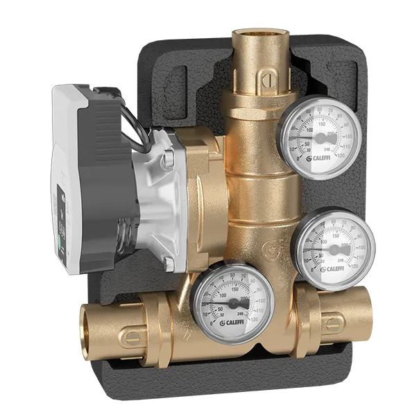 Grupa pompowa z zaworem termostatycznym zabezpieczającym kotły na paliwo stałe (laddomat) DN25 5/4
