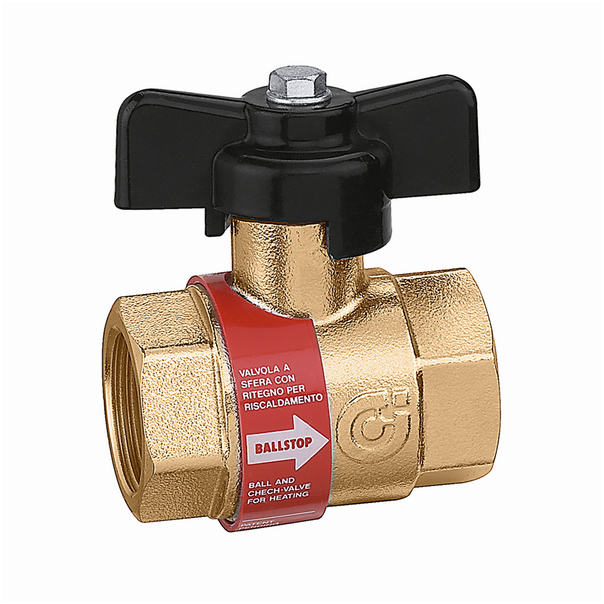 Zawór kulowy z wbudowanym zaworem zwrotnym 5/4" BALLSTOP rączka Caleffi