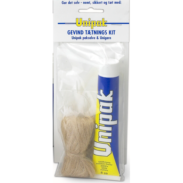 Zestaw uszczelniający Unipak do gwintów w instalacjach wodnych (pasta 65 g + pakuły 100 g)