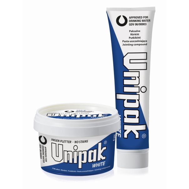 Pasta uszczelniająca Unipak White do gwintów w instalacjach wodnych 360 g - kubek