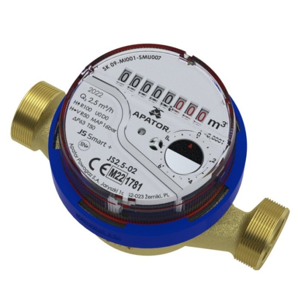 Wodomierz jednostrumieniowy suchobieżny do zimnej wody 3/4" typu JS Smart+ Q3=4,0m3/h DN20 R100/R50