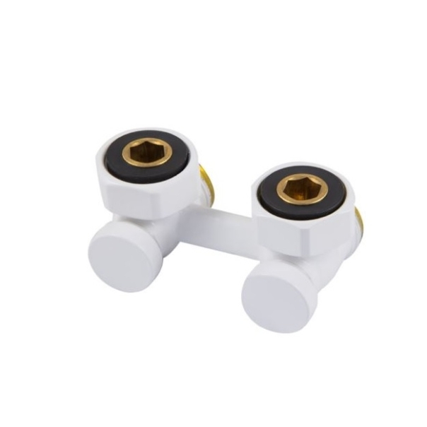 Zawór podwójny kątowy 3/4"x3/4" z uszczelką płaską BIAŁY