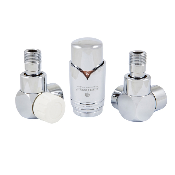 Zestaw termostatyczny Exclusive Osiowo Lewy Chrom ze złączką CU 15x1