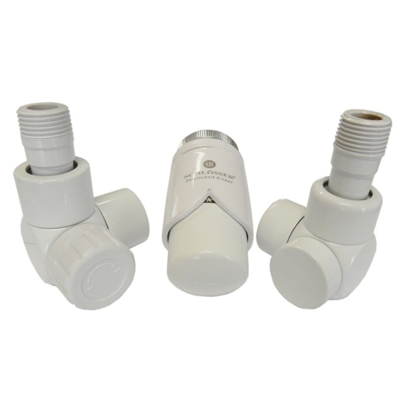 Zestaw termostatyczny Exclusive Osiowo Prawy Biały ze złączką GW 1/2