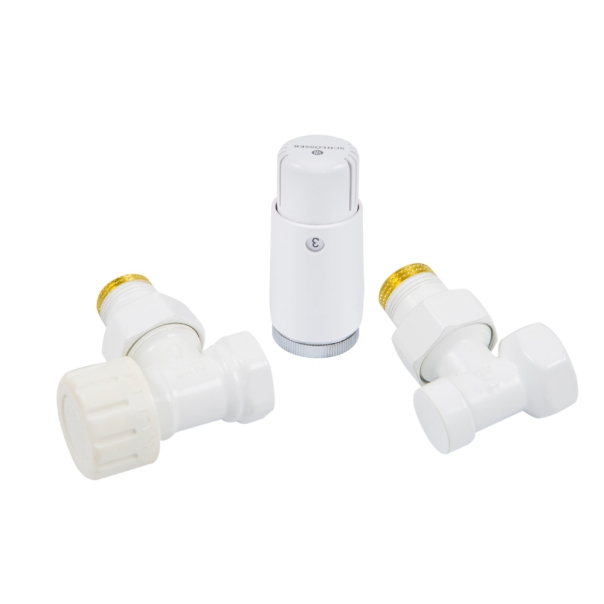 Zestaw termostatyczny Standard MINI kątowy GZ 1/2" x GW 1/2" Biały