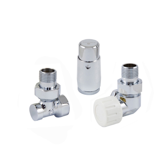 Zestaw termostatyczny GZ1/2" x GW1/2" chrom osiowo prawy z głowicą Mini M30x15 standard mini