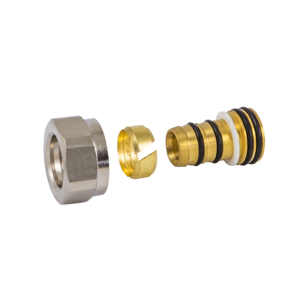 Złączka zaciskowa do rury z Pex GW M22x1,5 - 16x2 Niklowana