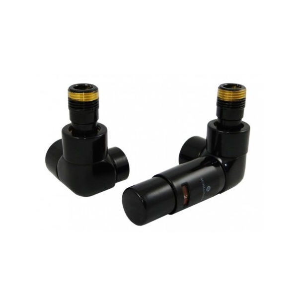 Zestaw termostatyczny LUX Kątowy złączka Pex 16x2 CZARNY