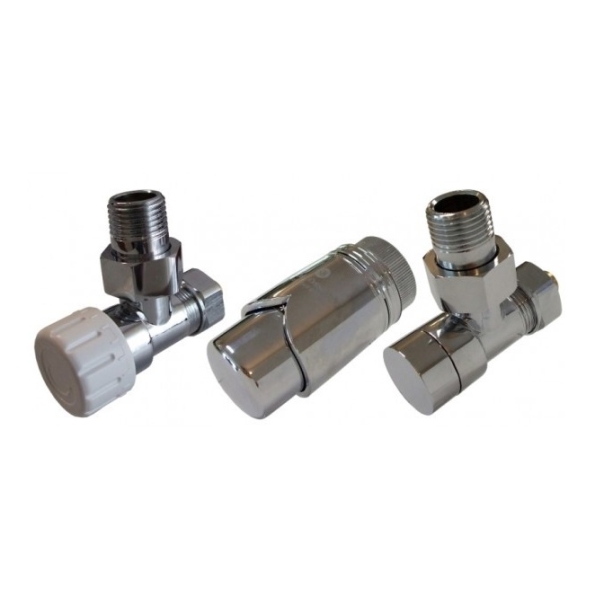 Zestaw termostatyczny kątowy ELEGANT Chrom ze złączką GW 1/2