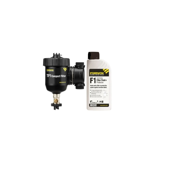 Separator zanieczyszczeń z zaworami kulowymi i magnesem 22 mm. Filtr magnetyczno-hydrocyklonowy z płynem Protector+ Filter Fluid w zestawie TF1 COMPACT FILTER