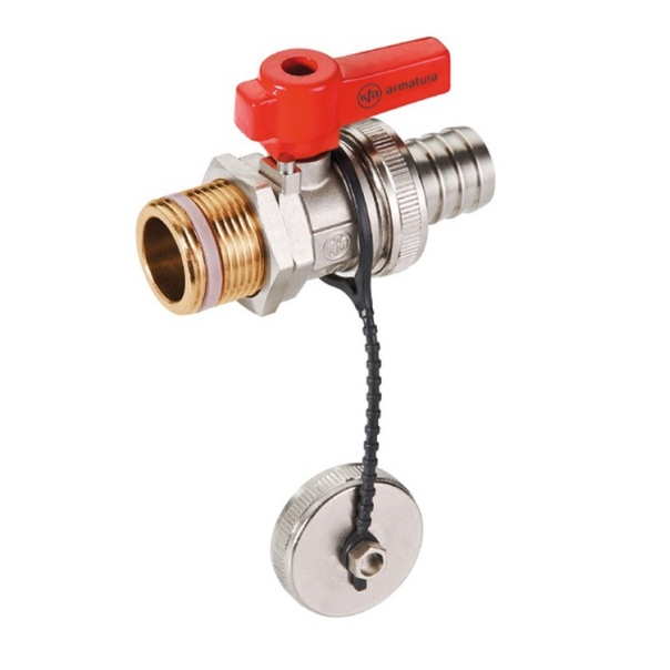 Zawór kulowy spustowy ze złączką i zaślepką 3/4