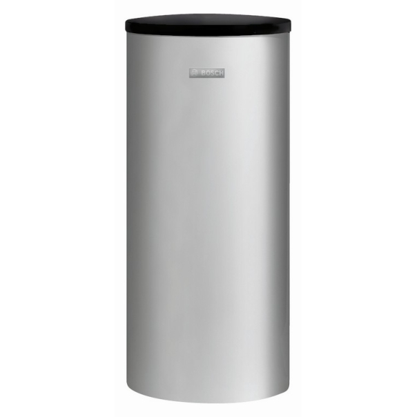 Zasobnik stojący cylindryczny emaliowany srebrny z dwiema wężownicami WS 200-5P1A podłączenie z tyłu