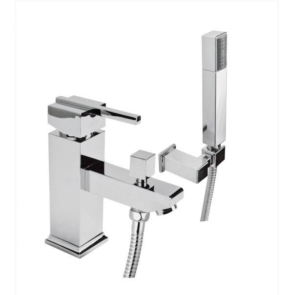 CUBIC Bateria wannowa 1-otworowa z natryskiem, chrom (os)