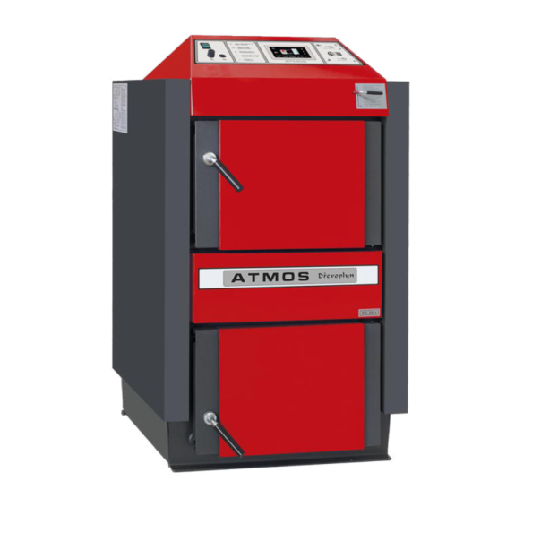 Kocioł zgazowujący drewno ATMOS DREVOPLYN DC32S 25-35 kW z wentylatorem wyciągowym, spiralą chłodzącą i sterownikiem manualnym