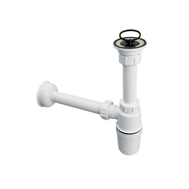 Syfon do umywalki, butelkowy, z sitem nierdzewnym i korkiem gumowym 32 mm 