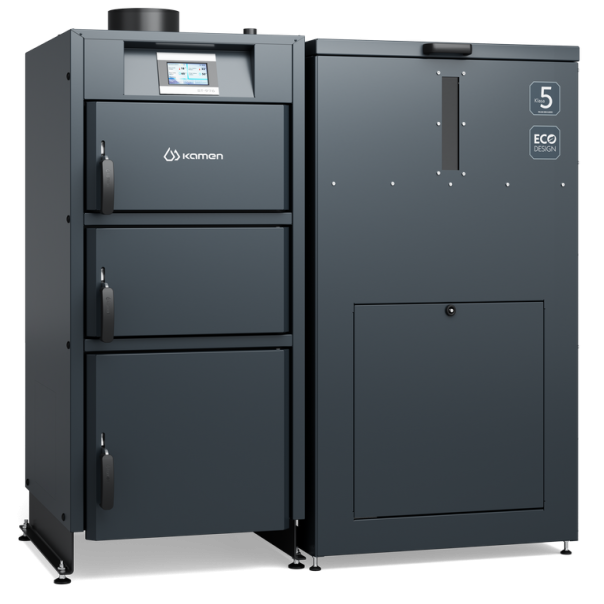 Kocioł peletowy KAMEN Pellet Kompakt LUX 17 kW Lewy KG komin góra palnik samoczyszczący klasa 5  ECODESIGN - podwyższony standard dotacja CZYSTE POWIETRZE