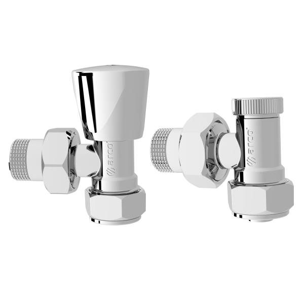 Zestaw zaworów grzejnikowych kątowy Teide Plus 1/2