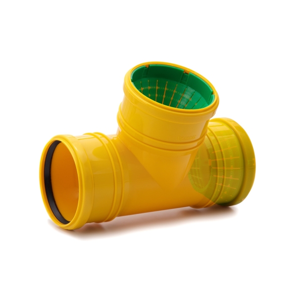 Trójnik drenarski uniwersalny z przyłączem prostym 90' 110 / 72-100 mm 