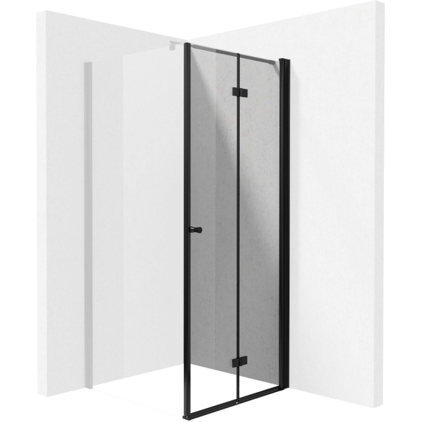 KERRIA Plus Kabina walk-in, szkło transparentne z powłoką 100x185 cm, profil drzwi:czarny mat