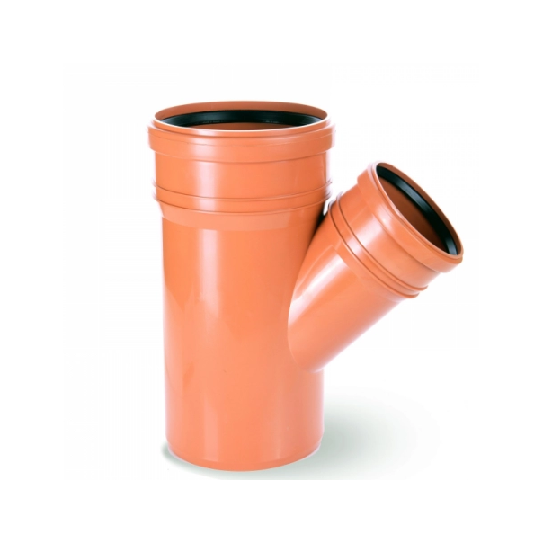 Trójnik kanalizacyjny zewnętrzny PVC 200 / 160 / 45°