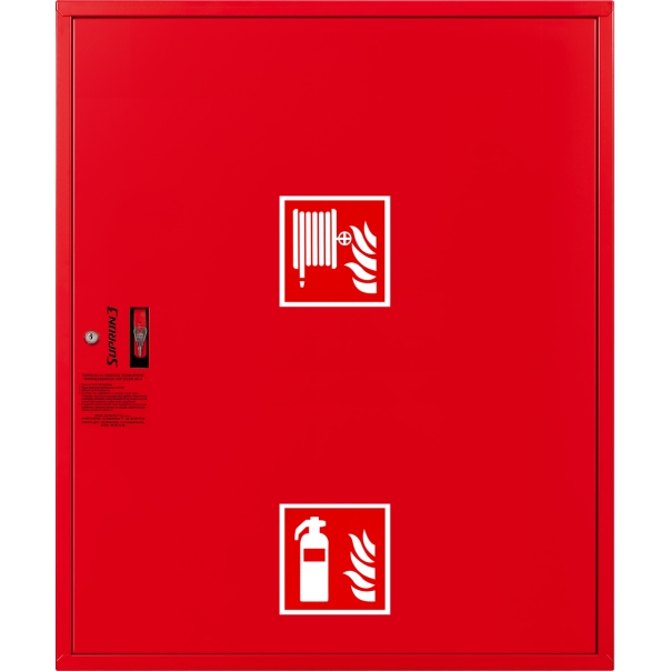 Hydrant DN25 FIT zawieszany z miejscem na gaśnice pod zwijadłem, wąż 30m, zamek patent - CZERWONY