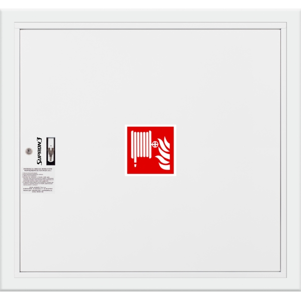 Hydrant DN33 wnękowy, wąż półsztywny 30m, ocynk fasada, zamek patent - BIAŁY