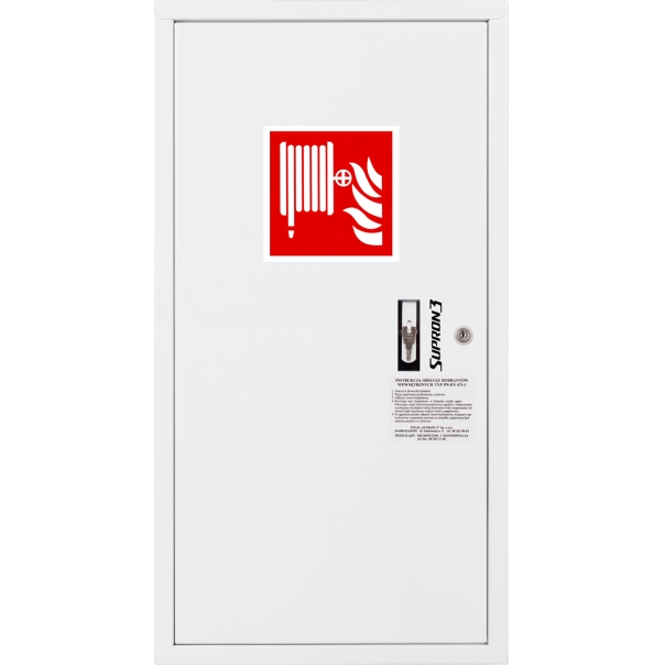 Hydrant DN33 zawieszany boczny, wąż półsztywny 30m, ocynk fasada, zamek patent - LEWY BIAŁY