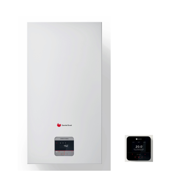 Pakiet kocioł kondensacyjny dwufunkcyjny Isotwin Condens T31-SRC moc: 3,5-25 kW z wbudowanym zasobnikiem 42 L + regulator SRC 720 MiPro sense