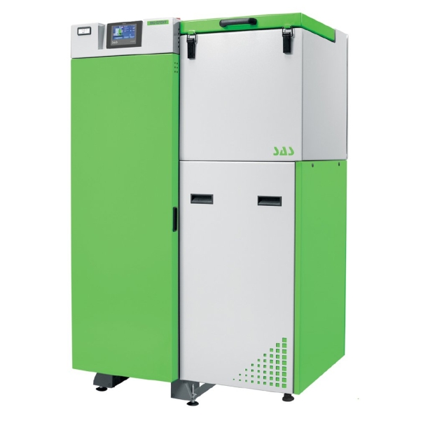 Kocioł peletowy SAS BIO EFEKT 23 kW LEWY czopuch do góry palnik Multi Flame sterownik TECH klasa 5 klapa skośna